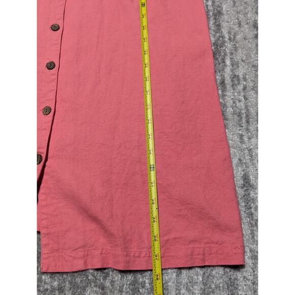 The TOG Shop Midi Shirt Dress Women Size 14P Pink Button Front Linen Blend - Picture 14 of 14